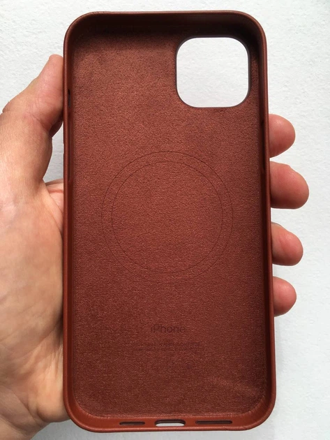 Чохол шкіряний протиударний Leather Case with MagSafe для Apple Iphone 14 Plus (6.7") Brown - зображення 4