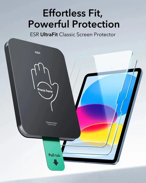 Защитное стекло ESR UltraFit Classic Tempered Glass 2-pack для iPad 10/11 (2022/2025) Clear (1E11600102) - Фото 4 Защитное стекло ESR UltraFit Classic Tempered Glass 2-pack для iPad 10/11 (2022/2025) Clear (1E11600102) - изображение 4