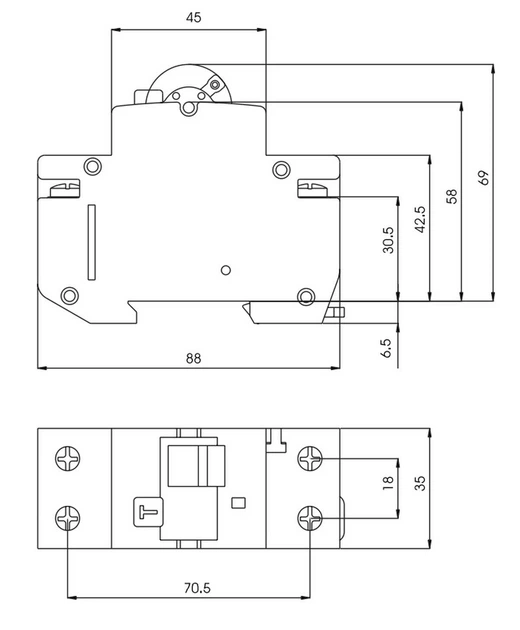 Диференційний вимикач ETI 502115397 KZS-2M 2P 16 A 230 В 30 мA (3838895278375) - зображення 2