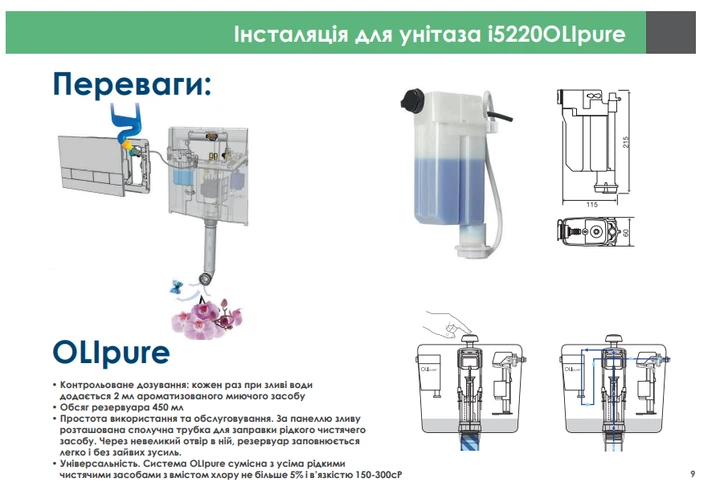IMPRESE i5220 инсталяция для унитаза, система OLIpure (инсталляция, крепление) - изображение 5