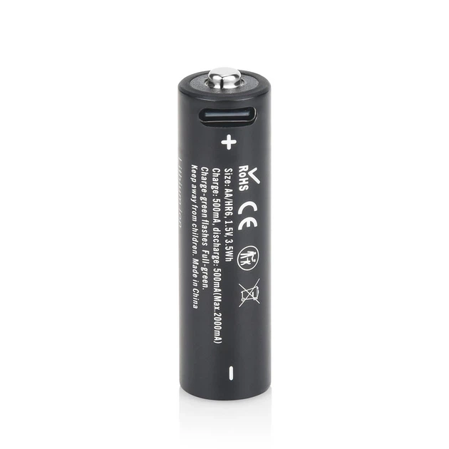 Аккумулятор AA Soshine 1.5V 2330 mAh 3500 mWh с Type-C зарядкой / Батарейка аккумуляторная - Фото 2 Аккумулятор AA Soshine 1.5V 2330 mAh 3500 mWh с Type-C зарядкой / Батарейка аккумуляторная - изображение 2