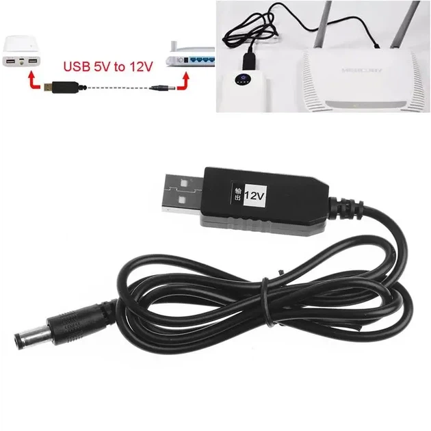 Набір кабелів живлення для Wi-Fi роутера USB-DC 5,5х2,5 мм 5-12V від Power Bank 2 шт. - зображення 3