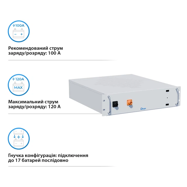 Акумуляторна батарея DEYE BOS-G PRO LiFePO4 HV 51.2v 100AH 5.12kwh no BMS (BOS-GPRO) - изображение 3