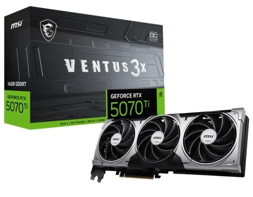 Видеокарта GeForce RTX 5070 Ti, MSI, VENTUS 3X OC, 16Gb GDDR7 (G507T-16V3C) - Фото 1 Видеокарта GeForce RTX 5070 Ti, MSI, VENTUS 3X OC, 16Gb GDDR7 (G507T-16V3C) - изображение 1