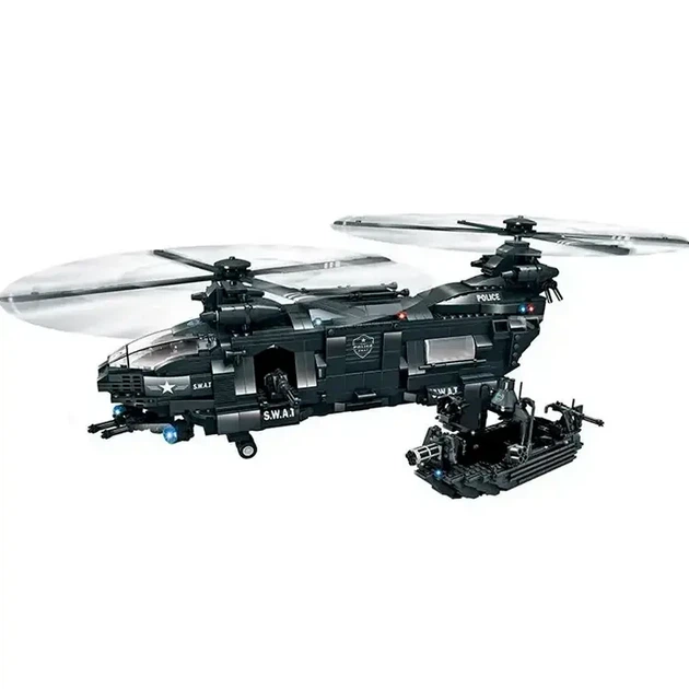 Конструктор SWAT Anti-Riot Force 1251 деталей вертоліт та човен для тактичних ігор 63x36x16 см - Фото 1 Конструктор SWAT Anti-Riot Force 1251 деталей вертоліт та човен для тактичних ігор 63x36x16 см - зображення 1