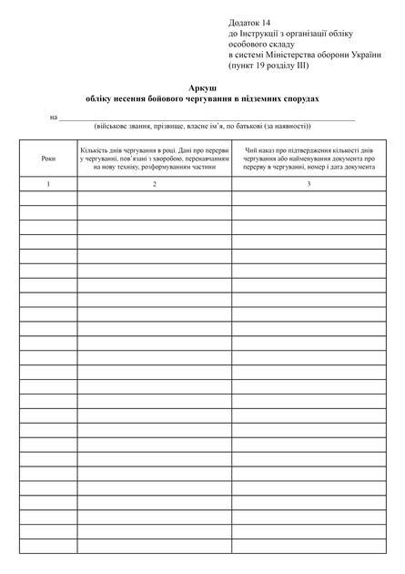 Аркуш обліку несення бойового чергування в підземних спорудах, A4, портретна орієнтація - Фото 2 Аркуш обліку несення бойового чергування в підземних спорудах, A4, портретна орієнтація - зображення 2
