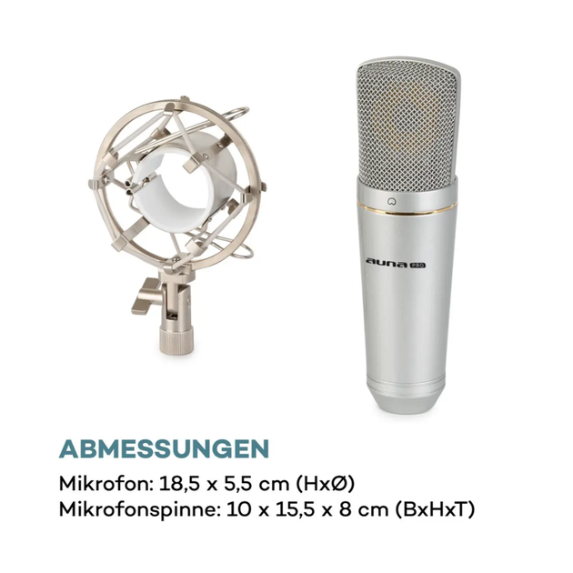 Мікрофон конденсаторний Auna MIC-920, USB-мікрофон для стрімінгу, підкастів - зображення 3
