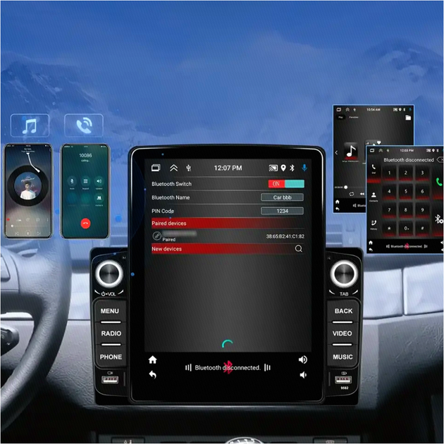 Сенсорна автомагнітола 9,5 дюймів 4 ГБ 64 ГБ 45 Вт чорний GPS Bluetooth 9582A - зображення 6