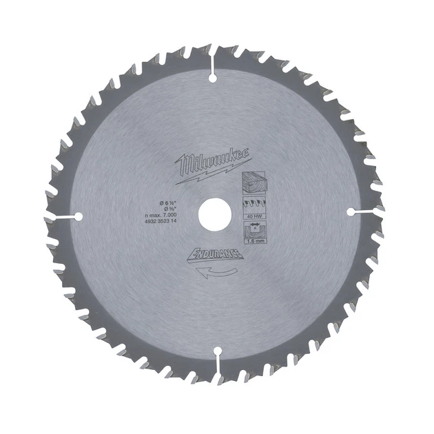 Диск пильний MILWAUKEE 165х2, 6х20 мм; Z 24; дерево; ДСП; фанера; пластик; гіпсокартон; шлакобетон. - Фото 1 Диск пильний MILWAUKEE 165х2, 6х20 мм; Z 24; дерево; ДСП; фанера; пластик; гіпсокартон; шлакобетон. - зображення 1