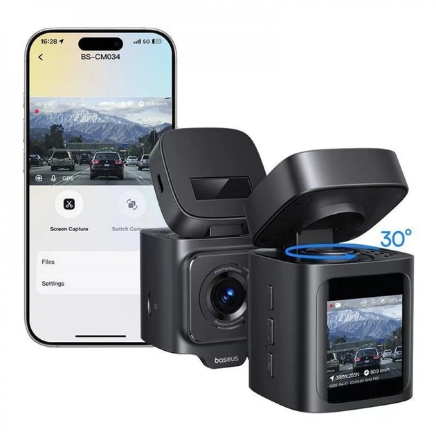 Видеорегистратор Baseus PrimeTrip VD1 3K Wi-Fi GPS 1.54" LCD черный (C10669000123-00) - изображение 9