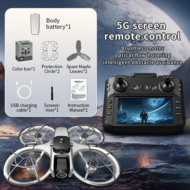 Квадрокоптер дрон ZHRC Z4 з екраном 4.3" Wi-Fi FPV 4K подвійна камера безщіткові мотори уникнення перешкод 360° оптичне позиціонування до 500 м складаний + кейс - Фото 5 Квадрокоптер дрон ZHRC Z4 з екраном 4.3" Wi-Fi FPV 4K подвійна камера безщіткові мотори уникнення перешкод 360° оптичне позиціонування до 500 м складаний + кейс - изображение 5