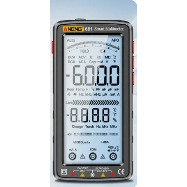 Мультиметр цифровой ANENG 681 (CAT III-600В/CAT II-1000В, Black) (ins432) - Фото 3 Мультиметр цифровой ANENG 681 (CAT III-600В/CAT II-1000В, Black) (ins432) - изображение 3