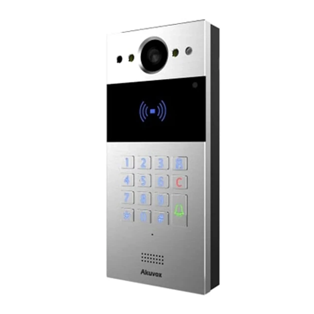 IP-відеопанель багатоабонентська 2Mp Akuvox R20K Silver зі зчитувачем EM-Marine / Mifare / NFC (87-00035) - зображення 2
