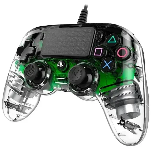 Провідний контролер Nacon Compact для PS4, прозоро-зелений геймпад з LED підсвіткою, вібрацією, джойстик - Уцінка - зображення 3