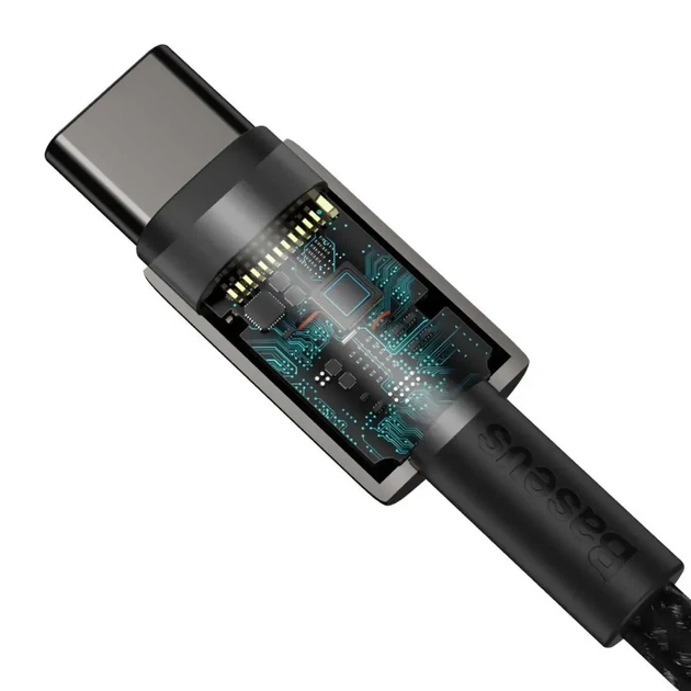 Кабель Baseus Tungsten Gold Fast Charging Data Cable Type-C to Type-C 100W 2M Black (CATWJ-A01) - изображение 2