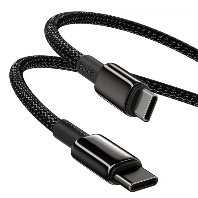 Кабель Baseus Tungsten Gold Fast Charging Data Cable Type-C to Type-C 100W 2M Black (CATWJ-A01) - изображение 3