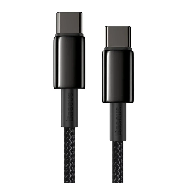 Кабель Baseus Tungsten Gold Fast Charging Data Cable Type-C to Type-C 100W 2M Black (CATWJ-A01) - изображение 4