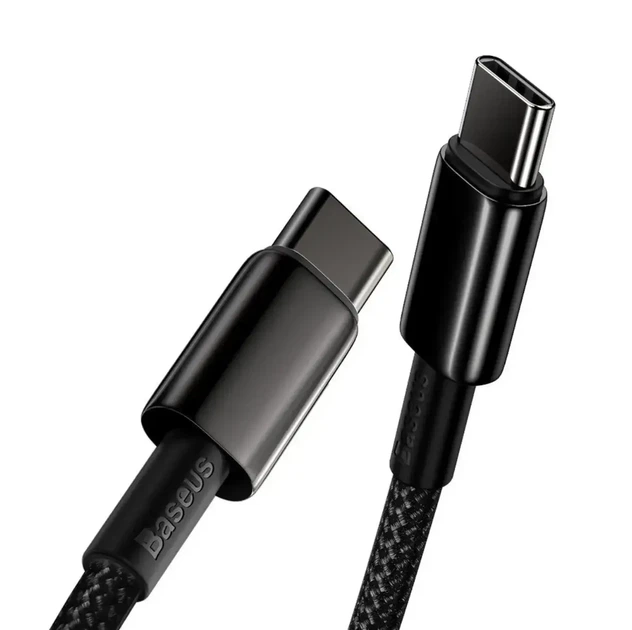 Кабель Baseus Tungsten Gold Fast Charging Data Cable Type-C to Type-C 100W 2M Black (CATWJ-A01) - изображение 5