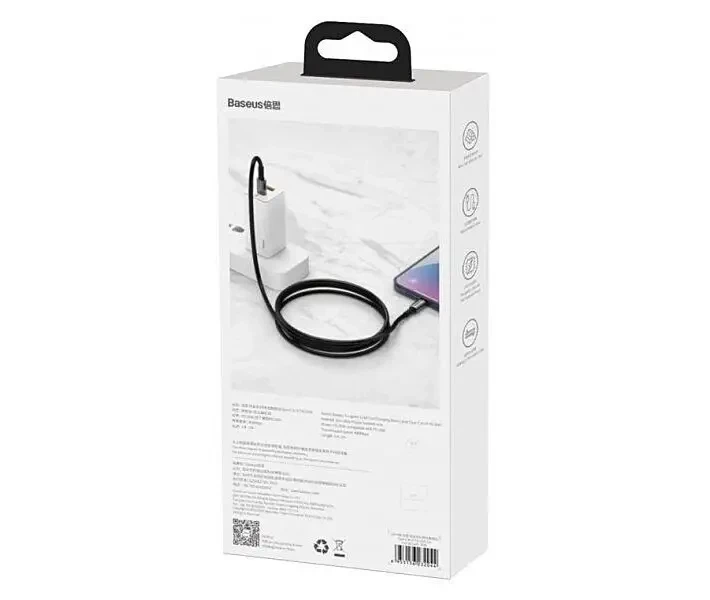 Кабель Baseus Tungsten Gold Fast Charging Data Cable Type-C to Type-C 100W 2M Black (CATWJ-A01) - изображение 8
