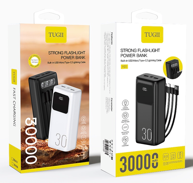Зовнішній акумулятор WUW TUGII Y31 30000mAh Black - Фото 2 Зовнішній акумулятор WUW TUGII Y31 30000mAh Black - зображення 2