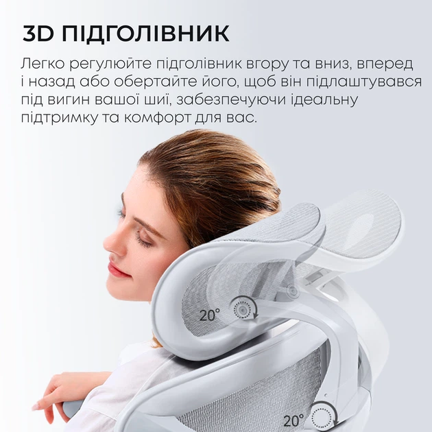Крісло офісне з підставкою для ніг Sihoo DORO C300L Mesh White with footrest - зображення 15