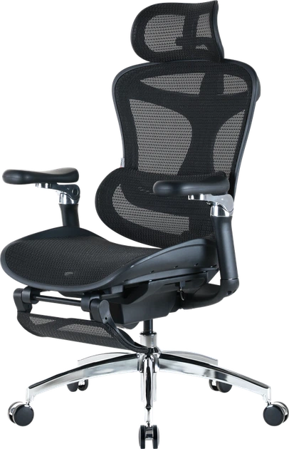 Крісло офісне з підставкою для ніг Sihoo DORO C300 Pro Mesh Black with footrest - зображення 4