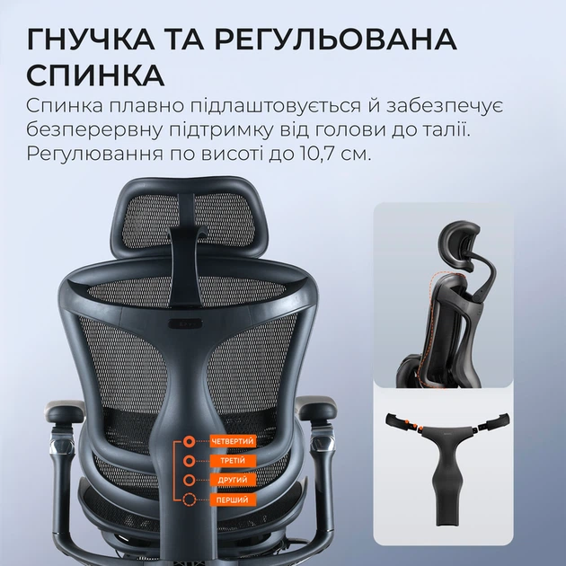 Крісло офісне з підставкою для ніг Sihoo DORO C300 Pro Mesh Black with footrest - зображення 10