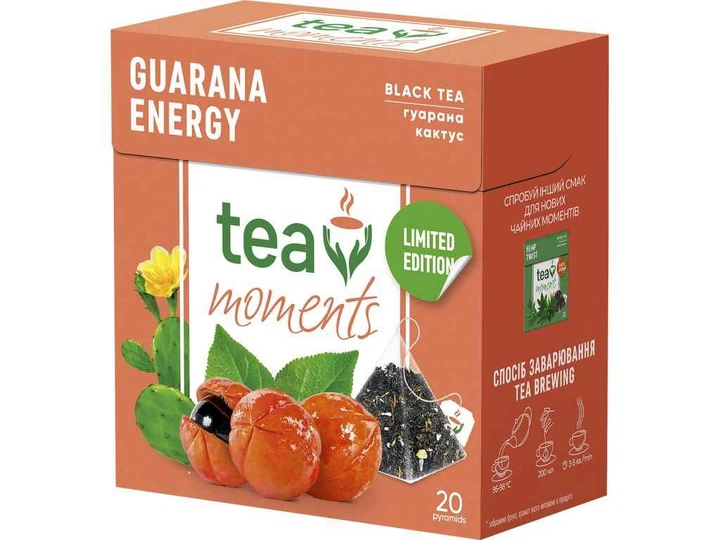 Чай пакетований фруктовий та трав`яний Tea Moments Guarana Energy 36г (1,8) 20 пакетиків - Фото 1 Чай пакетований фруктовий та трав`яний Tea Moments Guarana Energy 36г (1,8) 20 пакетиків - зображення 1
