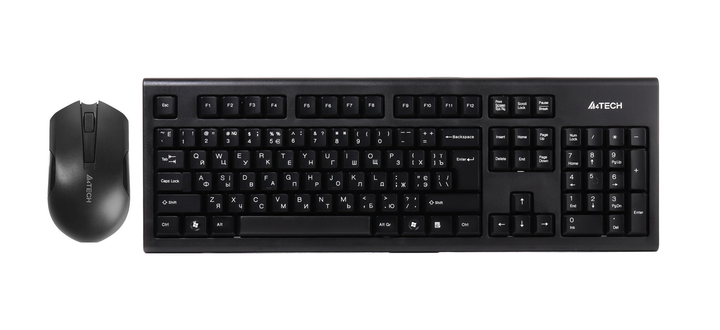 Беспроводной комплект клавиатура и мышь A4Tech 3000N 2.4 ГГц Black (3000N GK-85+G3-200N) - Фото 1 Беспроводной комплект клавиатура и мышь A4Tech 3000N 2.4 ГГц Black (3000N GK-85+G3-200N) - изображение 1