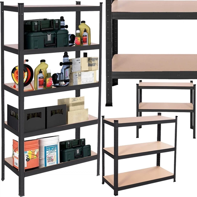 Стелаж металевий Springos HA5261 з 5 полицями до гаража підвалу Чорний 150 x 75 x 30 см (5907719476308) - зображення 3