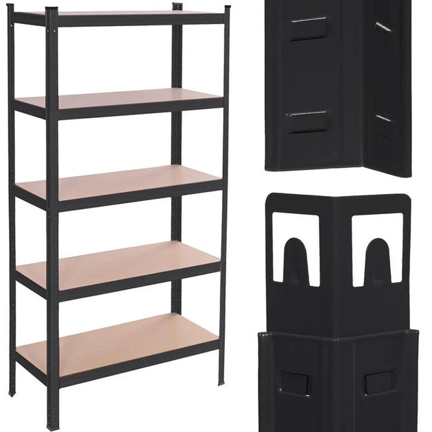 Стелаж металевий Springos HA5261 з 5 полицями до гаража підвалу Чорний 150 x 75 x 30 см (5907719476308) - зображення 10