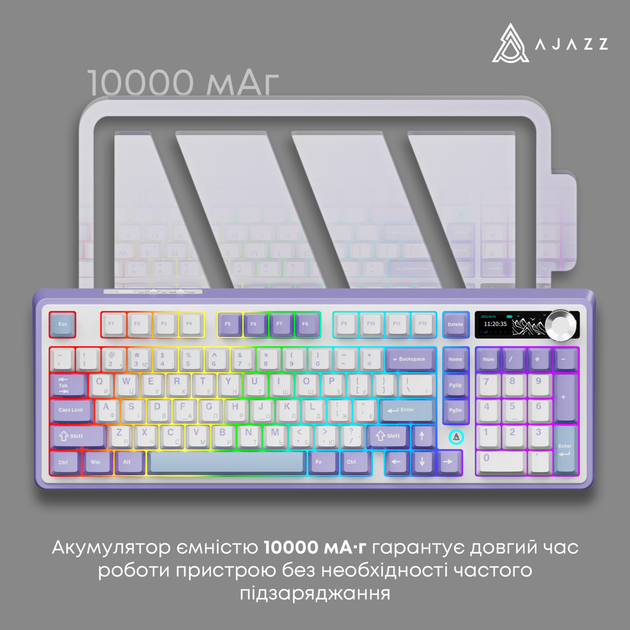 Клавиатура Ajazz AK980 V2 Gift Switch V2 Wireless/Bluetooth/USB White-Blue (AK980-V2-G-PWB) - Фото 11 Клавиатура Ajazz AK980 V2 Gift Switch V2 Wireless/Bluetooth/USB White-Blue (AK980-V2-G-PWB) - изображение 11