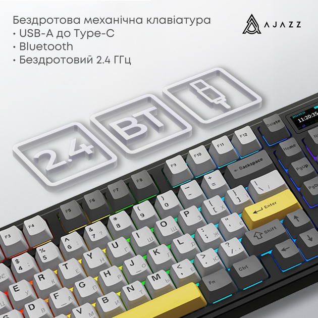 Клавиатура AJAZZ AK980 V2 Gift Switch V2 Black/Grey/Yellow (AK980-V2-G-BGY) - изображение 8