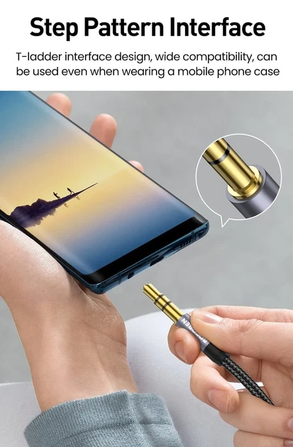 Аудио кабель AUX 1 метр Mini Jack 3.5 мм – 3.5 мм, кабель 3.5mm to 3.5mm для наушников и колонок Rocoren TY-43 - Фото 2 Аудио кабель AUX 1 метр Mini Jack 3.5 мм – 3.5 мм, кабель 3.5mm to 3.5mm для наушников и колонок Rocoren TY-43 - изображение 2