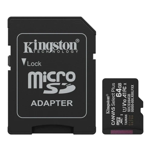 Карта памяти microSDXC, 64Gb, Canvas Select Plus Kingston (2000003386291) - Фото 1 Карта памяти microSDXC, 64Gb, Canvas Select Plus Kingston (2000003386291) - изображение 1
