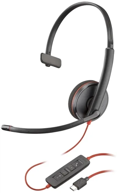 Навушники HP Poly Blackwire 3210 Monaural USB-C Headset +USB-C/A Adapter Bulk (1974984330592) - зображення 2
