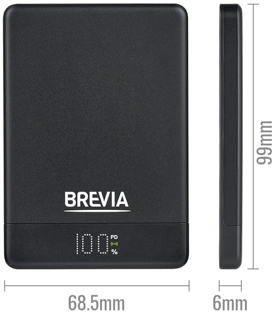 УМБ BREVIA ePower 5000mAh LCD MagSafe SuperSlim PD 20W Black (45520MSB) - Фото 4 УМБ BREVIA ePower 5000mAh LCD MagSafe SuperSlim PD 20W Black (45520MSB) - зображення 4