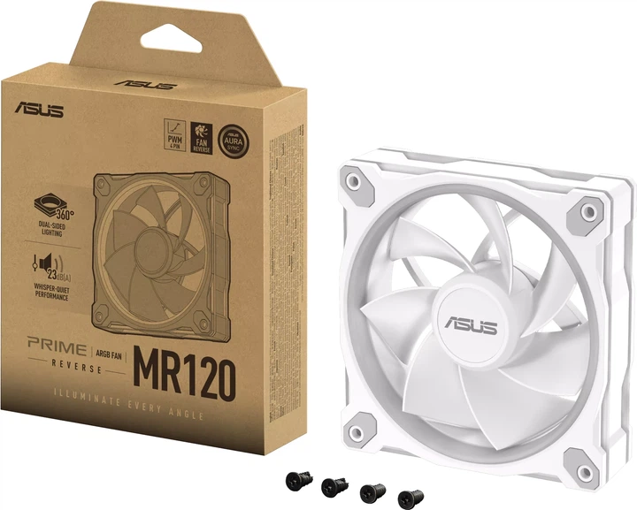 Wentylator ASUS Prime MR120 ARGB Reverse Fan - Single Pack White (90DA00L3-B09000) - obraz 2
