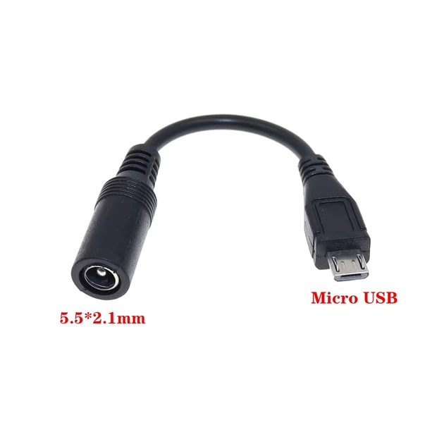 Кабель питания переходник Alitek Micro-USB Male - DC 5.5 х 2.1мм Female, 10 см (48925) - изображение 2