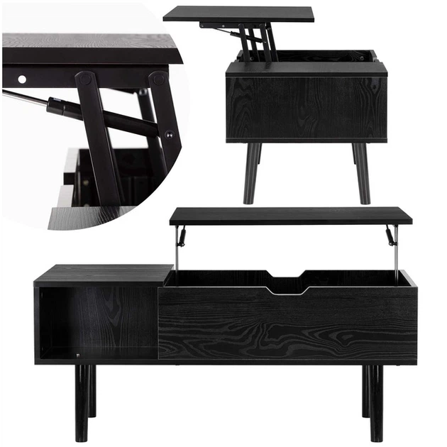 Stolik kawowy Springos HF0067 z podnoszonym blatem i schowkiem 100 x 50 x 43 cm czarny (5908455307017) - obraz 3