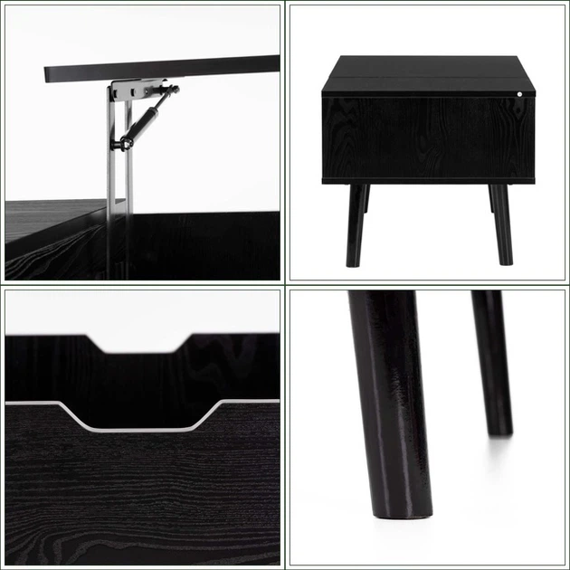 Stolik kawowy Springos HF0067 z podnoszonym blatem i schowkiem 100 x 50 x 43 cm czarny (5908455307017) - obraz 7