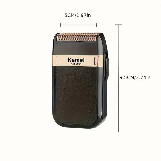 Kemei KM-2024 шейвер для мужчин (серый, USB, двойная головка) - изображение 2
