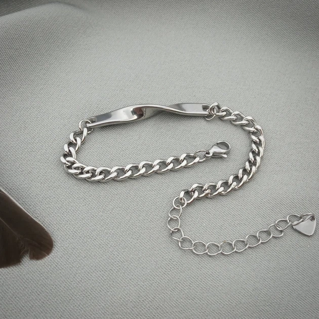Стальной браслет Эхо с индивидуальной гравировкой In Gravity из нержавеющей ювелирной стали 304L (L) серебристый - Фото 2 Стальной браслет Эхо с индивидуальной гравировкой In Gravity из нержавеющей ювелирной стали 304L (L) серебристый - изображение 2