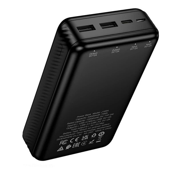 УМБ мобільна зарядка Power bank Hoco J165A повербанк 2хUSB Black 20000 mAh - Фото 3 УМБ мобільна зарядка Power bank Hoco J165A повербанк 2хUSB Black 20000 mAh - зображення 3
