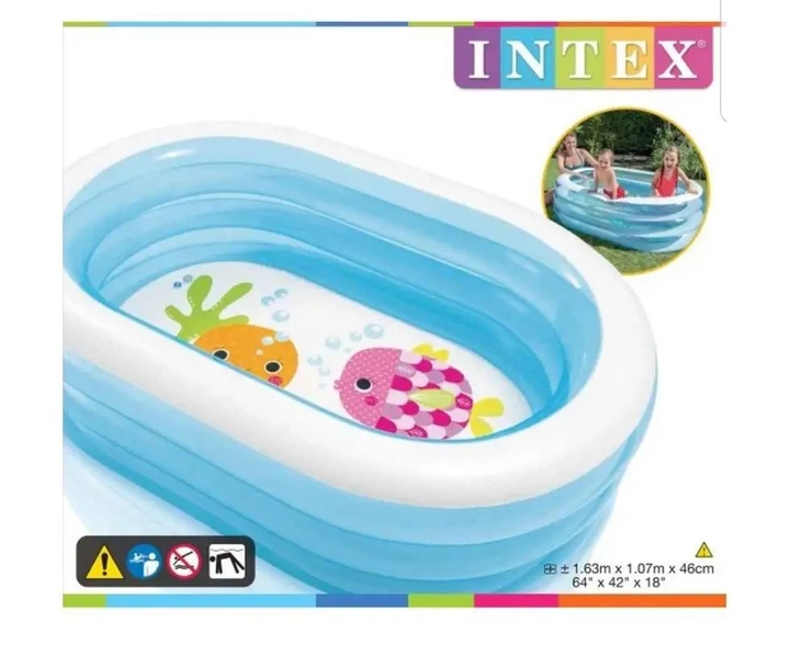 Надувной бассейн Intex 163 х 107 х 46 см Морские друзья 240л Голубой (57482) - изображение 3