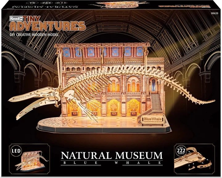 Пазл Revell Tiny Adventures - Natural Museum Blue Whale 3D 222 елементи (4009803006208) - зображення 3