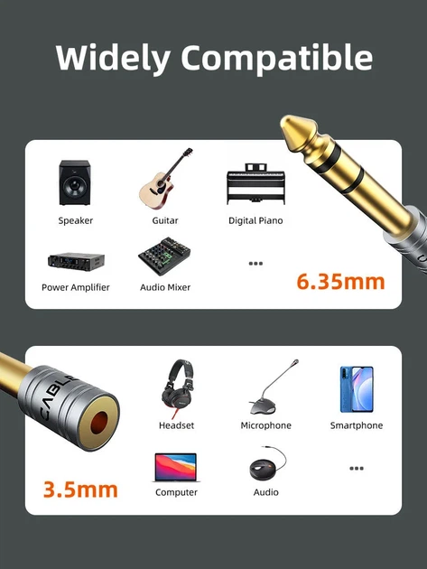 Перехідник Cabletime 6.5mm Male to 3.5mm Female (CPA3G) - зображення 2