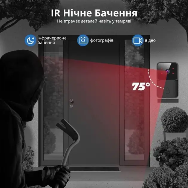 Безпровідний дверний дзвінок WIFI Doorbell Tuya M8 White - изображение 4
