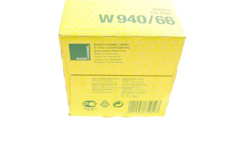 Фільтр масляний VW Passat 1.8 T 96-05/Skoda SuperB 1.8T 01-08 MANN-FILTER W 940/66 - Фото 5 Фільтр масляний VW Passat 1.8 T 96-05/Skoda SuperB 1.8T 01-08 MANN-FILTER W 940/66 - изображение 5