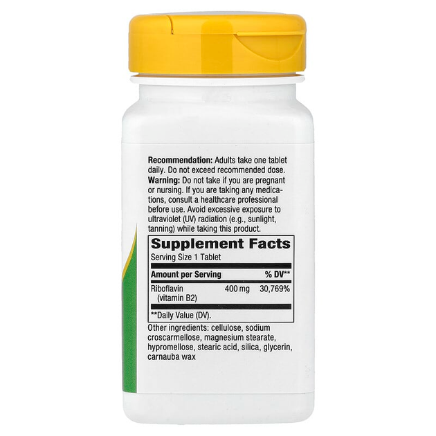 Вітамін B2, nature's Way "Riboflavin Vitamin B2" рибофлавін, 400 мг (30 таблеток) - зображення 2